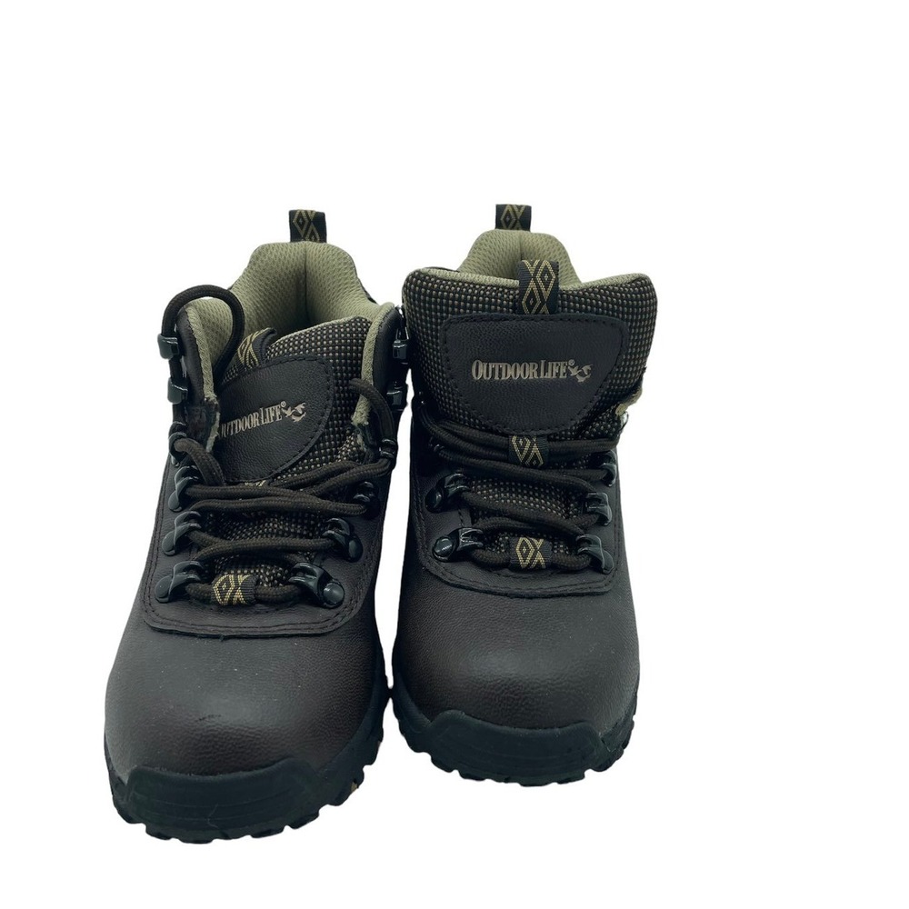 Outdoor Life Randy Kids Brown Hiking Boots Mid‎ Top Lace Up Shoes Size 7